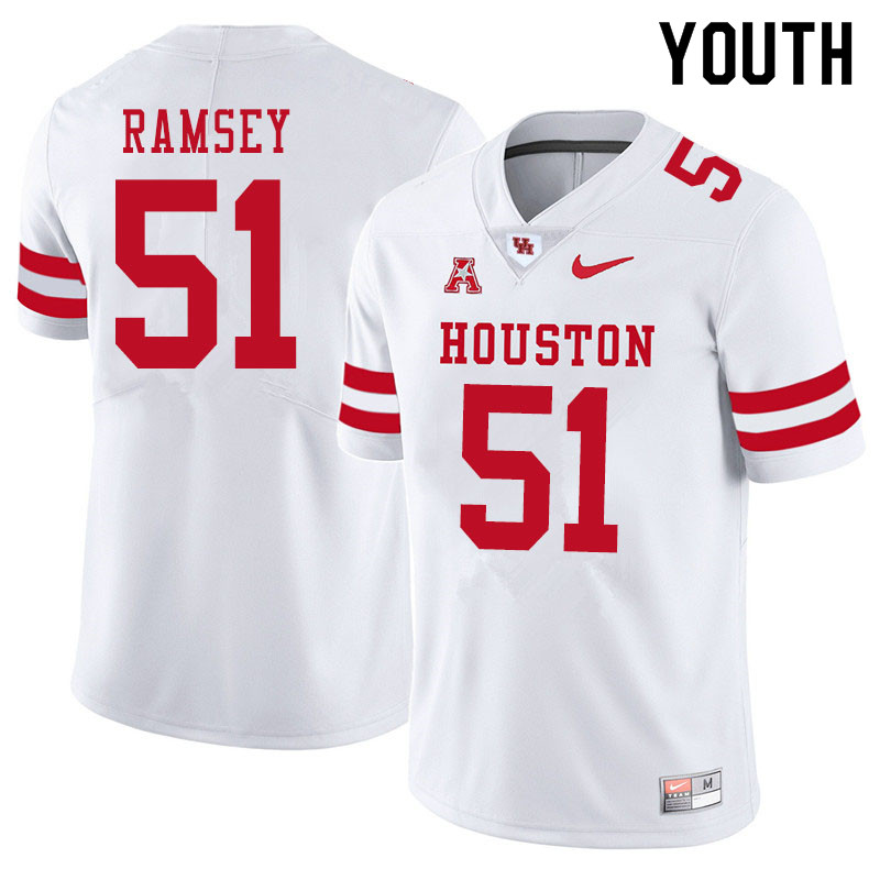 Youth #51 Kyle Ramsey Houston Cougars College Football Jerseys Sale-White